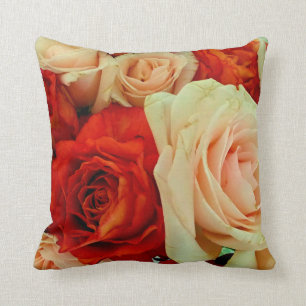 Rustic Rose Bouquet-Square Throw Pillow