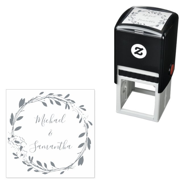 Rustic Rose Country Wedding Self-inking Stamp (In Situ)