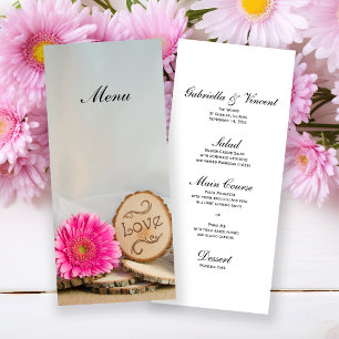 Rustic Rose Daisy Natural Woods Mariage Menu