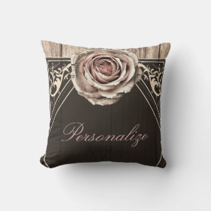 Rustic Rose Elegant Light Wood Diamond Chic Throw Pillow