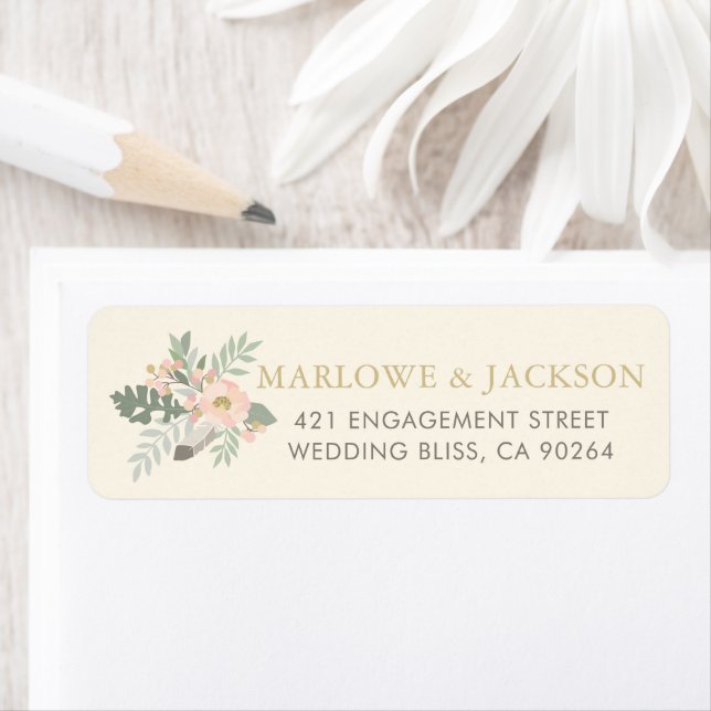 Rustic Rose Floral Boho Mariage Adresse de retour (En situation)
