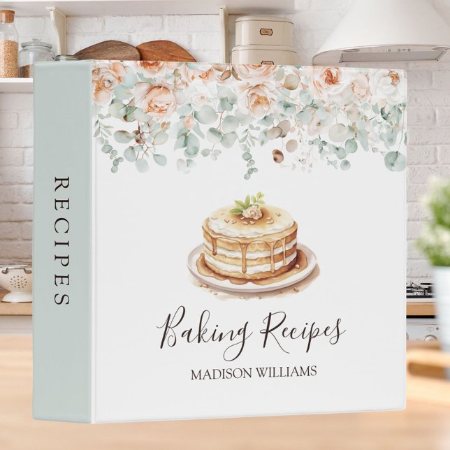 Rustic Rose Flower Floral Greenery Baking Recipe Binder (In situ)