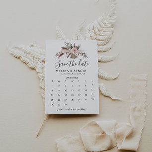 Rustic Rose Gold Floral Save the Date Calendar