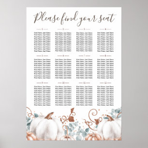 Rustic Rose Gold Pumpkins Wedding Seating Chart
