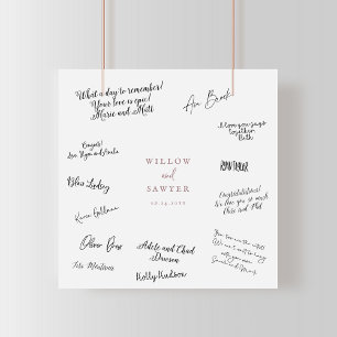 Rustic Rose Gold Script Wedding Guest Signing Poster