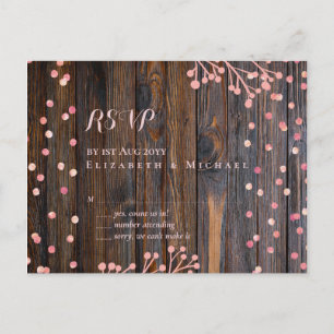 Rustic ROSE GOLD Wedding Pink Wood Budget Postcard