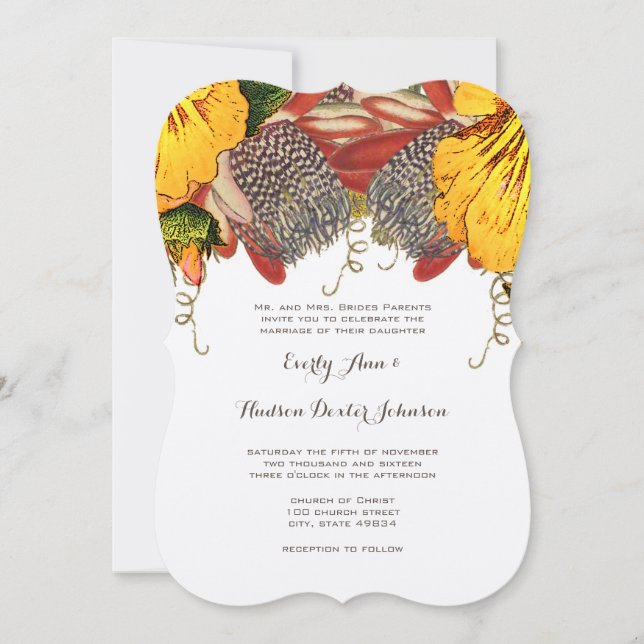 Rustic Rose Heart Wedding Invitation (Front)
