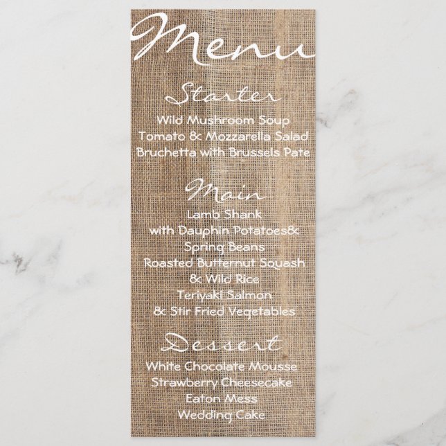 Rustic Rose Menu (Front)