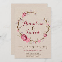 Rustic Rose Wedding Invitation