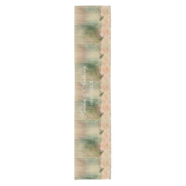 Rustic Rose Wedding Short Table Runner (Front)