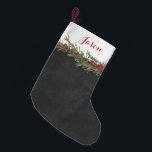 Rustic Rosemary and Berry Watercolor on Chalkboard Small Christmas Stocking<br><div class="desc">This rustic watercolor design features Rosemary and red Winter berries on a faux chalkboard background for a twist on a traditional Christmas holiday decor. Its sure to bring a warm cozy feel to your holiday decor.</div>