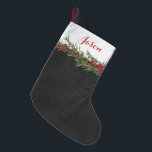 Rustic Rosemary and Berry Watercolor on Chalkboard Small Christmas Stocking<br><div class="desc">This rustic watercolor design features Rosemary and red Winter berries on a faux chalkboard background for a twist on a traditional Christmas holiday decor. Its sure to bring a warm cozy feel to your holiday decor.</div>