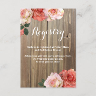 Rustic Roses Bridal Shower Insert Cards
