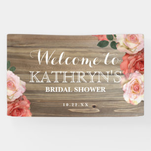Rustic Roses Bridal Shower Welcome Banner