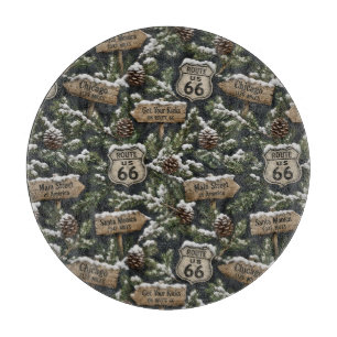Rustic Route 66 Winter Kitchen Scene Cutting Board