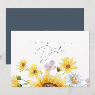 Rustic Royal Blue Opulence Sunflowers Wedding Save The Date