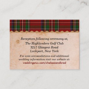 Rustic Royal Stewart Plaid Wedding Enclosure Card