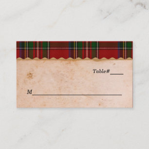 Rustic Royal Stewart Plaid Wedding Place Cards