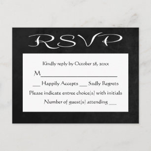 Rustic RSVP Black And White Chalkboard (No Meal) Invitation Postcard
