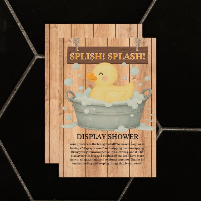 Rustic Rubber Ducky Bubbles Baby Shower Enclosure Card (Creator Uploaded)