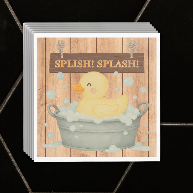 Rustic Rubber Ducky Bubbles Baby Shower Napkin (Creator Uploaded)