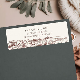 Rustic Rust Brown Winery Mountain Sketch Address