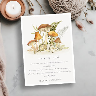 Rustic Rust Orange Mushroom Fern Foliage Wedding Thank You Card