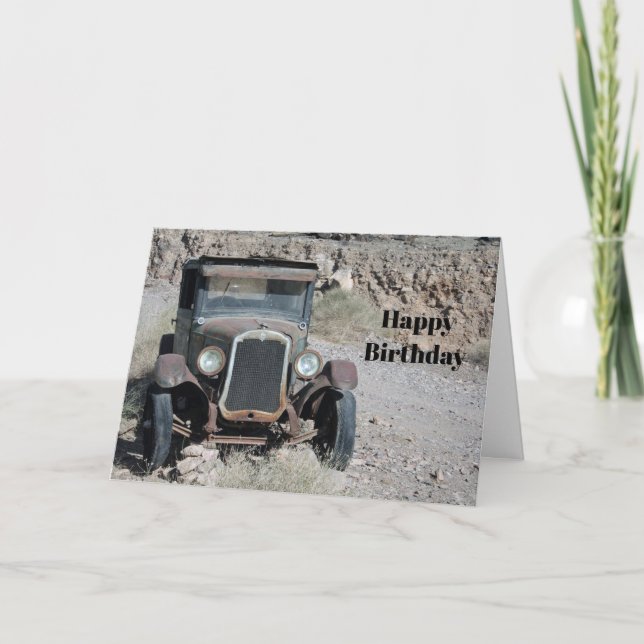 Rustic Rusted Car Photo Birthday Card (Front)