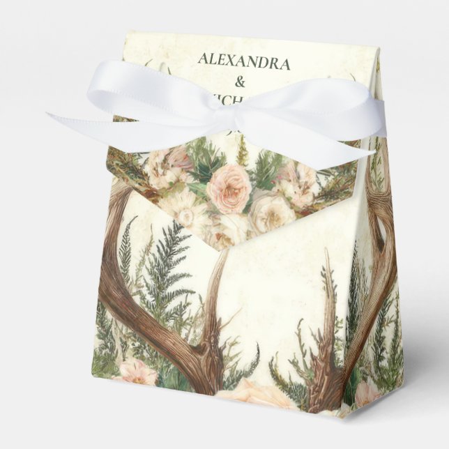 Rustic Rustic Antler Woodland Favor Box (Front Side)