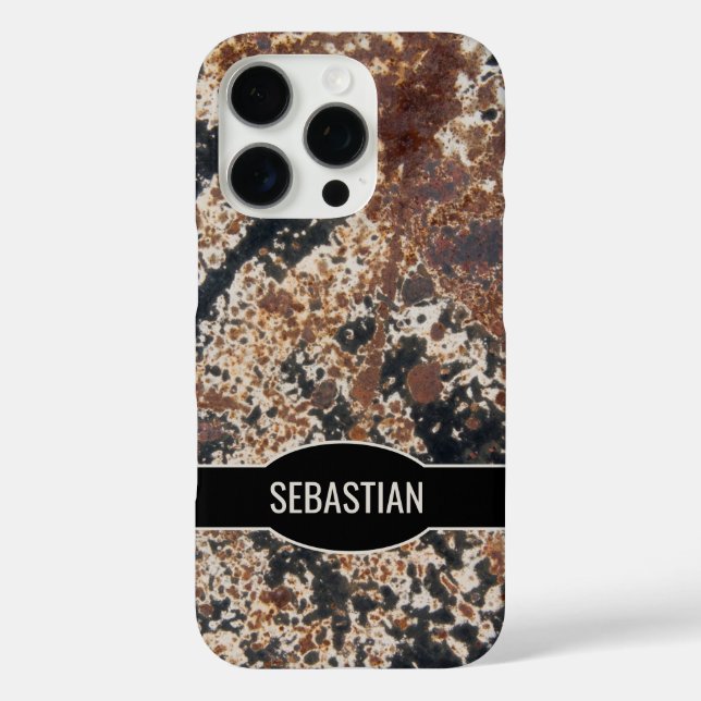 Rustic Rusty Metal Abstract Texture Custom Name Case-Mate iPhone Case (Back)
