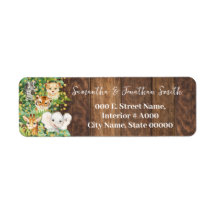 Rustic Safari Animals Baby Shower Return Address