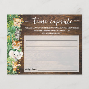 Rustic Safari Time Capsule Baby Shower Advice Card