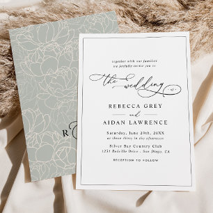 Rustic Sage Elegant Calligraphy Script Wedding Invitation