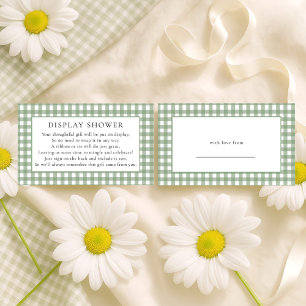 Rustic Sage Gingham Display Baby Shower  Enclosure Card