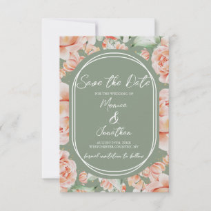 Rustic Sage Green Blush Floral Wedding Save The Date