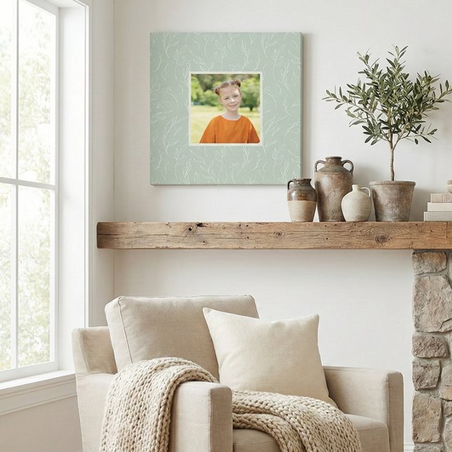 Rustic Sage Green Botanical Floral Custom Photo Canvas Print (Creator Uploaded)