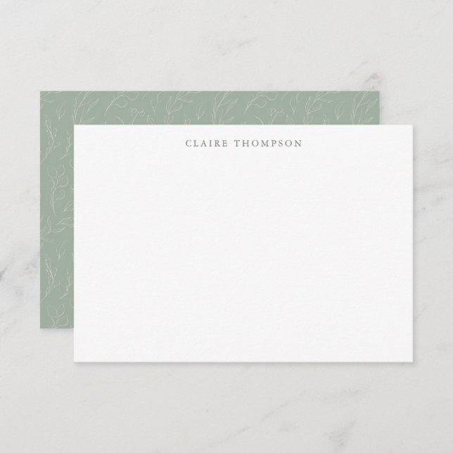 Rustic Sage Green Botanical Personalized Name  Card (Front/Back)