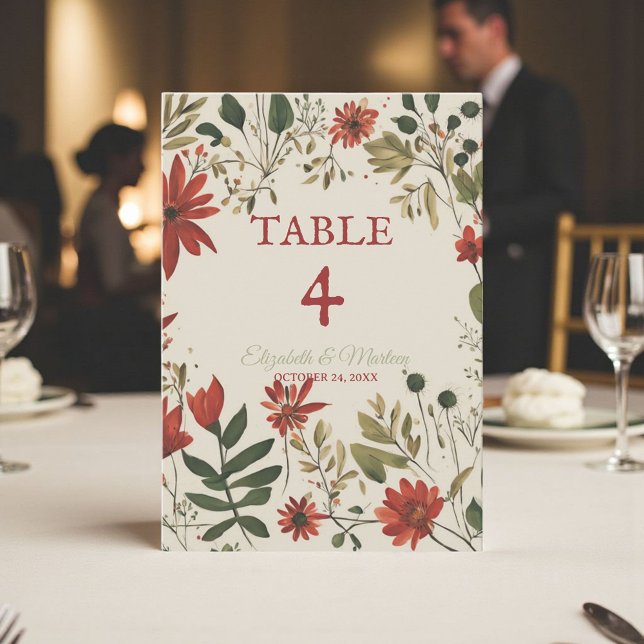 Rustic Sage Green & Burgundy Red Floral Autumn (Creator Uploaded)