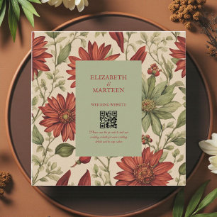 Rustic Sage Green & Burgundy Red Floral Autumn Enclosure Card