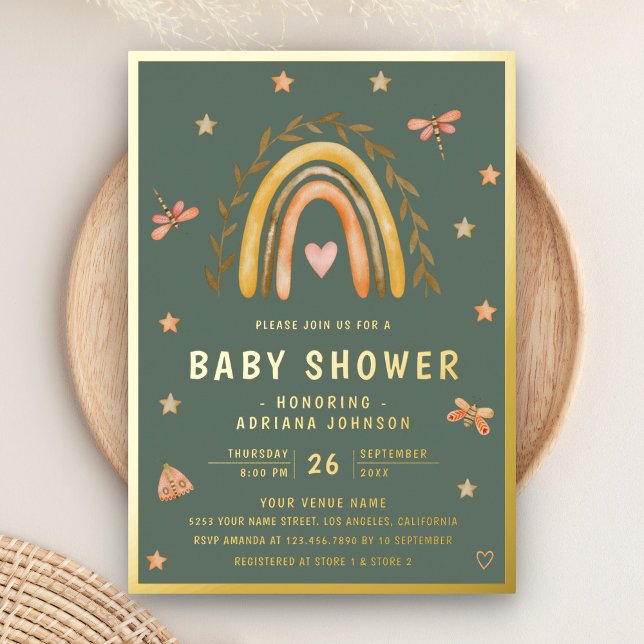 Rustic Sage Green Earthy Rainbow Baby Shower Gold (Creator Uploaded)