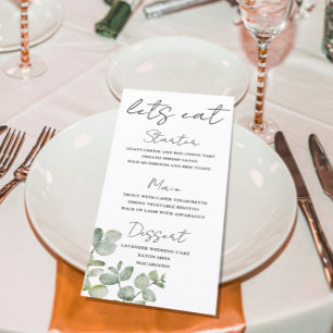 Rustic Sage Green Eucalyptus Wedding Menu