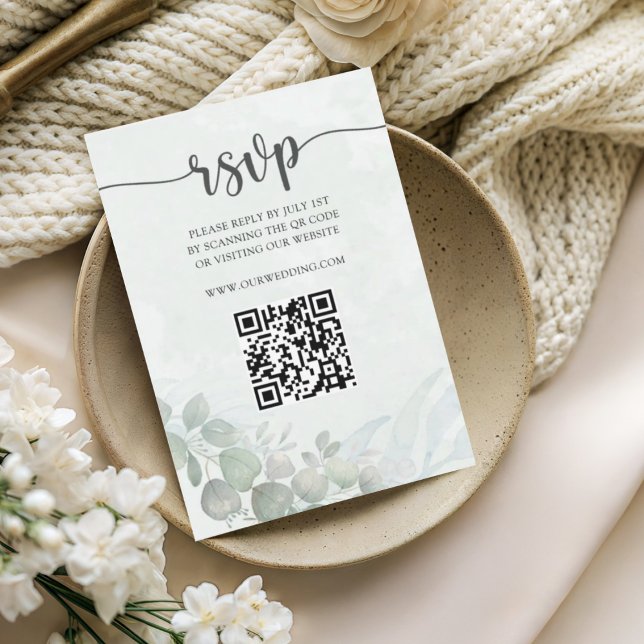 Rustic Sage Green Eucalyptus Wedding RSVP  (Créateur téléchargé)