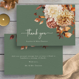 Rustic Sage Green Fall Thank You Card