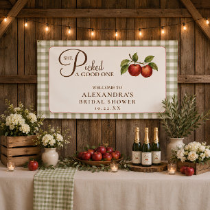 Rustic Sage Green Gingham Apple Bridal Shower Banner
