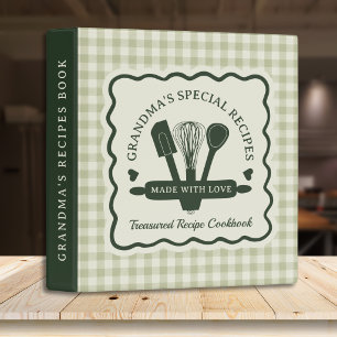 Rustic Sage Green Gingham Grandmas Recipe Cookbook Binder