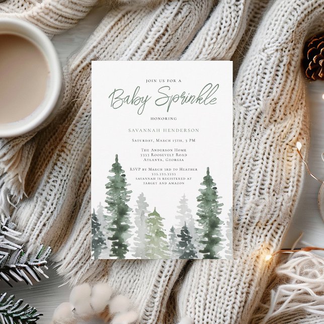 Rustic Sage Green Neutral Sprinkle Baby Shower Invitation (Creator Uploaded)