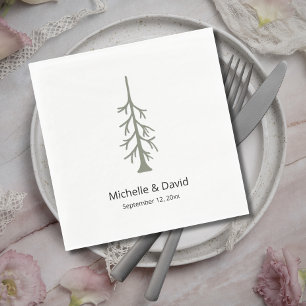 Rustic Sage Green Pine Tree Boho Casual Wedding Napkin