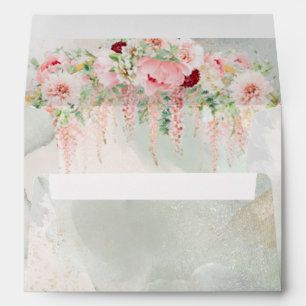 Rustic Sage Green & Pink Floral Arch Envelope
