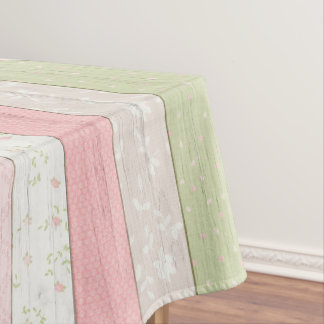 Rustic Sage Green & Pink Floral Wood Baby Shower Tablecloth