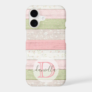Rustic Sage Green & Pink Floral Wood Personalized